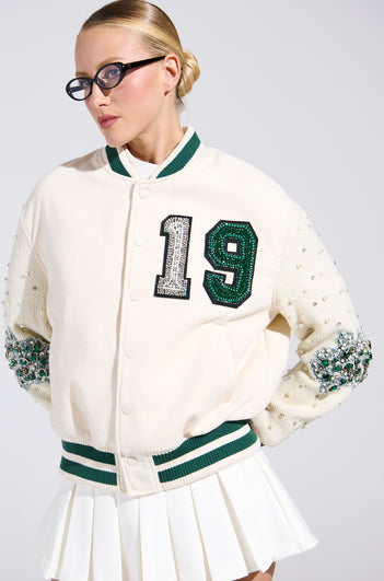 BETTER LUCK NEXT TIME EMBELLISHED BOMBER