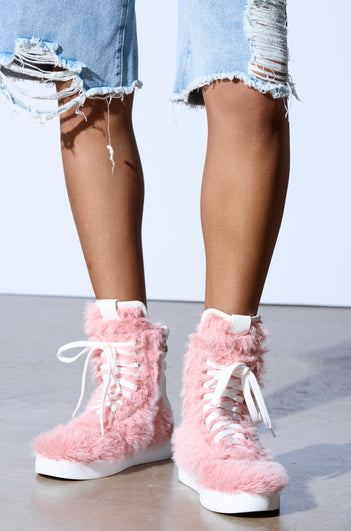 AZALEA WANG RIORDAN PINK FUR HIGHTOP SNEAKER
